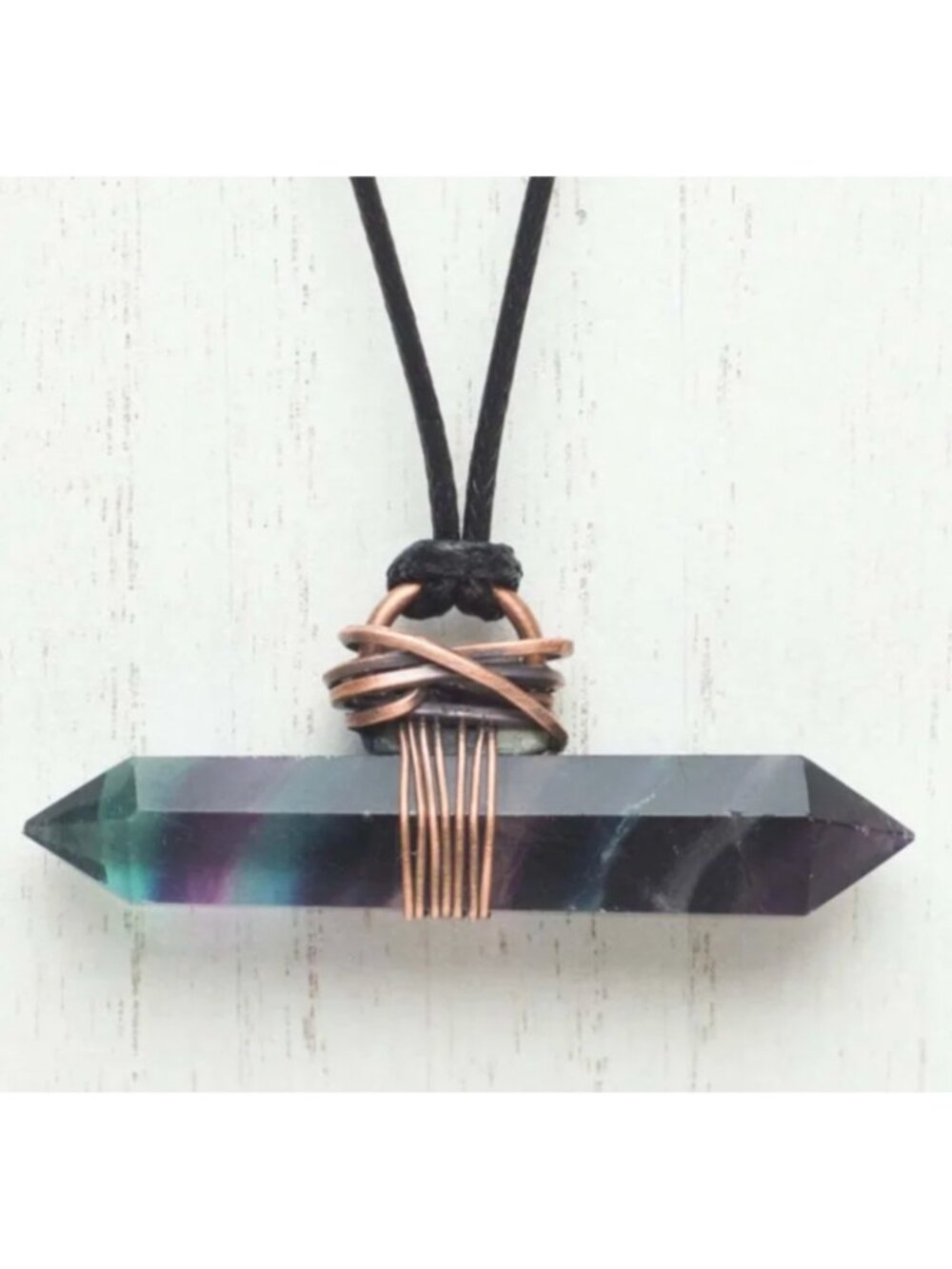 Fluorite Double Terminated Point Pendant - C
